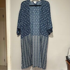 Sonoma Open Front Short Sleeve Semi Sheer Cover Up Cardigan Blue OSFM
